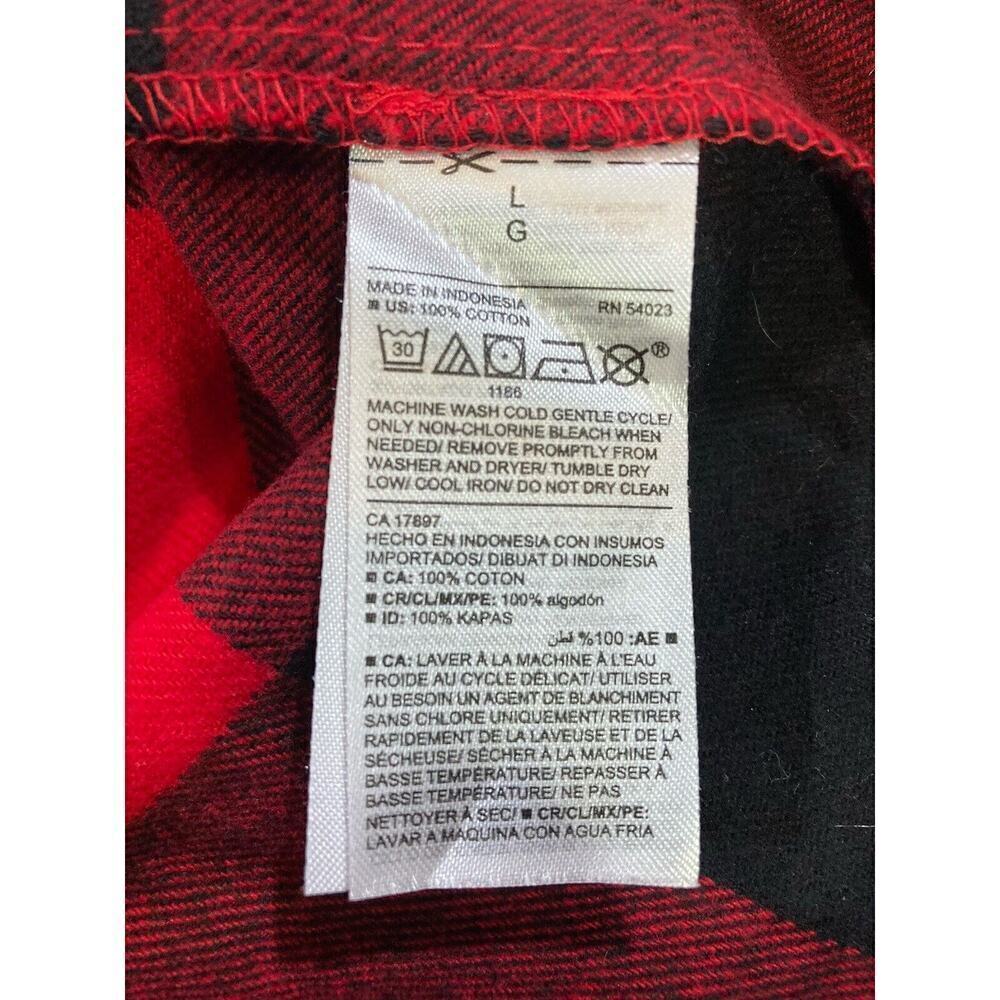 New Old Navy Button Up Flannel Woman’s Boyfriend Fit Red Buffalo Check Size L - Picture 7 of 9